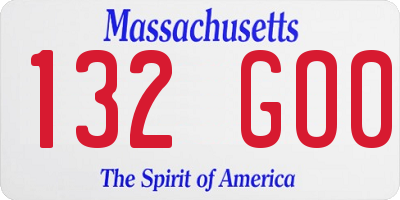MA license plate 132GO0