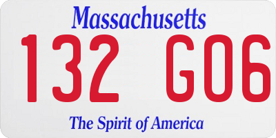 MA license plate 132GO6
