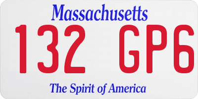 MA license plate 132GP6