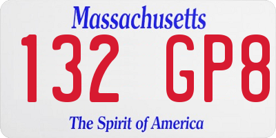 MA license plate 132GP8