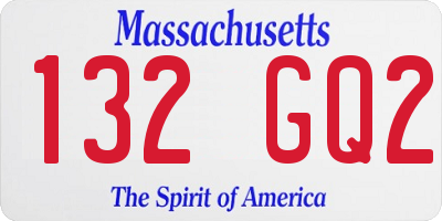 MA license plate 132GQ2