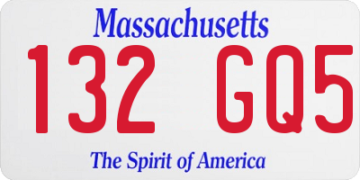 MA license plate 132GQ5