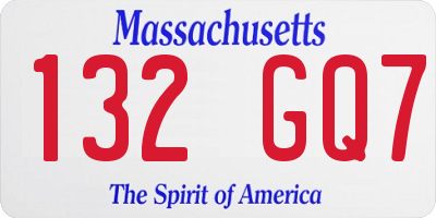 MA license plate 132GQ7