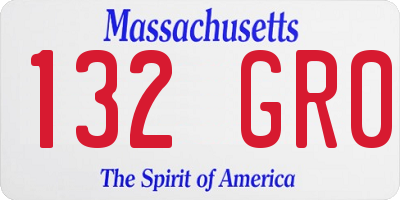 MA license plate 132GR0