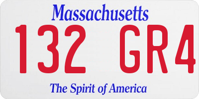 MA license plate 132GR4