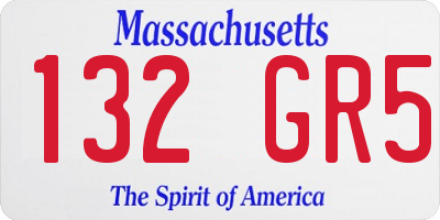 MA license plate 132GR5