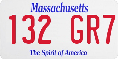 MA license plate 132GR7