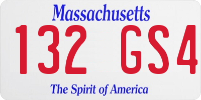 MA license plate 132GS4