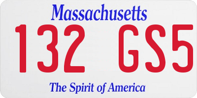 MA license plate 132GS5