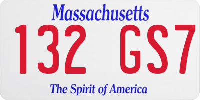 MA license plate 132GS7