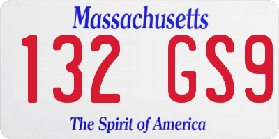 MA license plate 132GS9