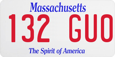 MA license plate 132GU0