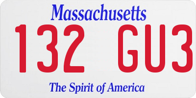 MA license plate 132GU3