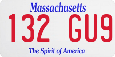 MA license plate 132GU9
