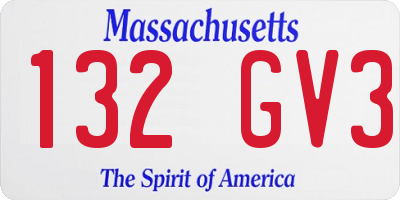 MA license plate 132GV3
