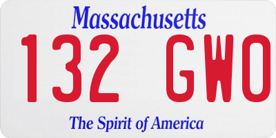 MA license plate 132GW0