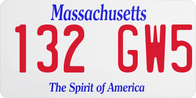 MA license plate 132GW5