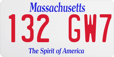 MA license plate 132GW7