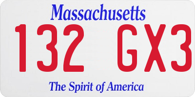 MA license plate 132GX3