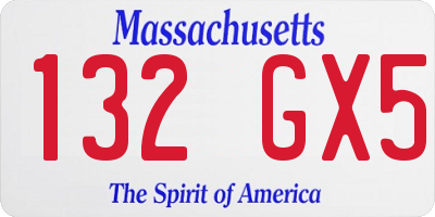 MA license plate 132GX5