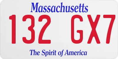 MA license plate 132GX7