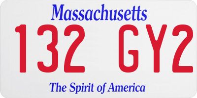 MA license plate 132GY2
