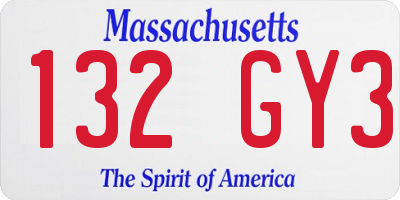 MA license plate 132GY3
