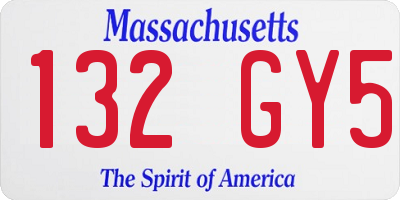 MA license plate 132GY5