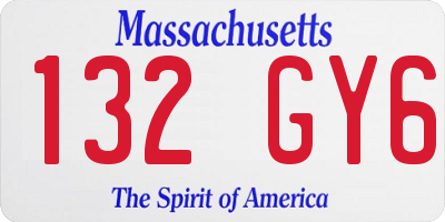 MA license plate 132GY6