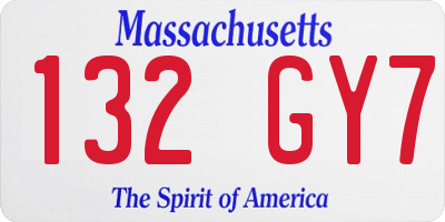 MA license plate 132GY7