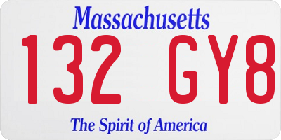 MA license plate 132GY8