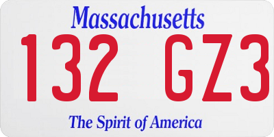 MA license plate 132GZ3