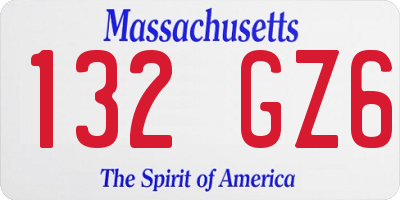 MA license plate 132GZ6