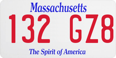 MA license plate 132GZ8