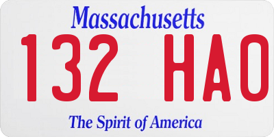 MA license plate 132HA0