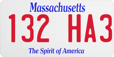 MA license plate 132HA3