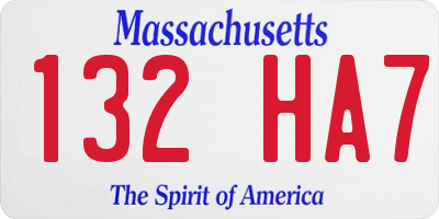 MA license plate 132HA7
