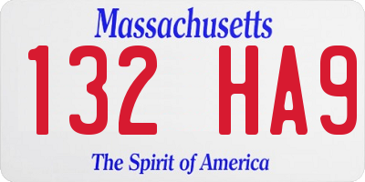 MA license plate 132HA9