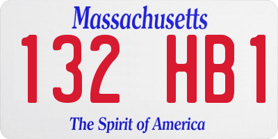 MA license plate 132HB1
