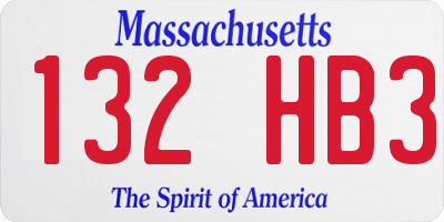 MA license plate 132HB3