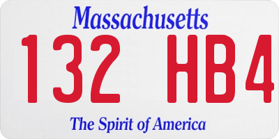MA license plate 132HB4