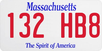 MA license plate 132HB8