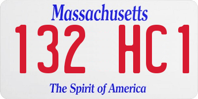 MA license plate 132HC1