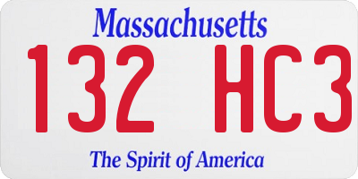 MA license plate 132HC3