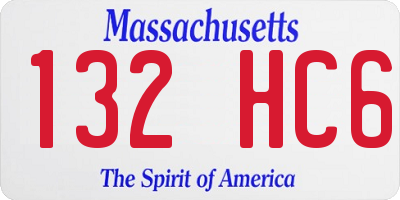 MA license plate 132HC6