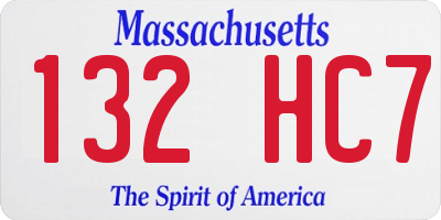 MA license plate 132HC7