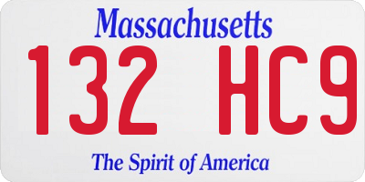 MA license plate 132HC9