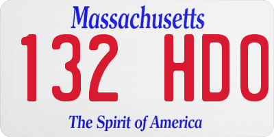 MA license plate 132HD0