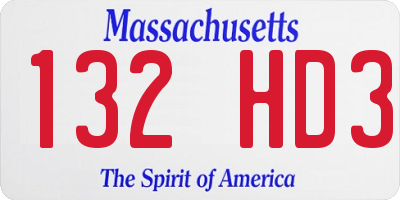 MA license plate 132HD3
