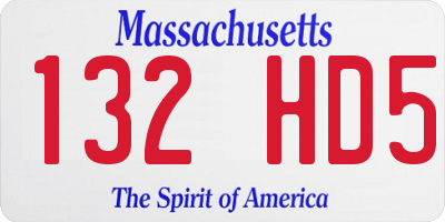 MA license plate 132HD5